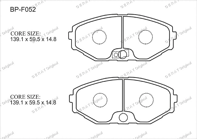 картинка Передние тормозные колодки Gerat BP-F052 (Infiniti Q45/ 
Nissan Maxima, Prairie, R Nessa) магазин  StreetTuning 