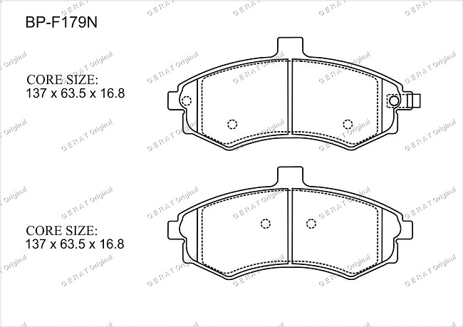 картинка Передние тормозные колодки Gerat BP-F179N (Hyundai Elantra, Sonata, 
Kia Cerato) магазин  StreetTuning 
