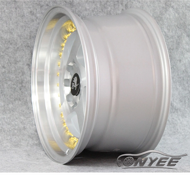 картинка Новые диски Rotiform TMB Flat R15 4х100/108 ET30 J7 серебро + золотистые болтики магазин  StreetTuning 