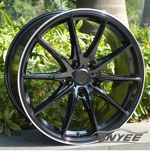 картинка Новые диски Rays G25 R17 5X114,3 ET40 J7 черные глянцевые + серебристая окантовка магазин  StreetTuning 