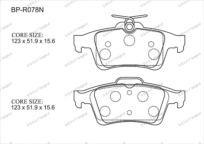 картинка Задние тормозные колодки Gerat BP-R078N (Citroёn C5/
Ford Focus, Fusion, Kuga/ 
Jaguar S-Type, XF, XJ, XK8, 
Mazda 3, 5, Axela, Biante/ Premacy, 
Opel Signum, Vectra/ 
Peugeot 508/ 
Renault Laguna/
Volvo C30, C70, S40, V50, V60) магазин  StreetTuning 