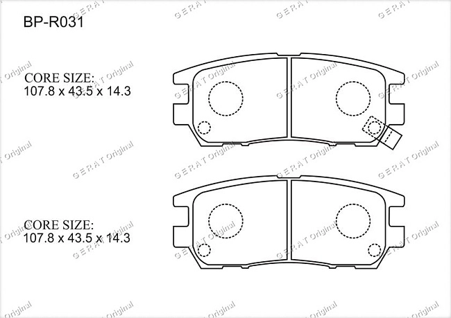 картинка Задние тормозные колодки Gerat BP-R031 (Mitsubishi Delica, L400, Montero, Pajero, Sigma, Space Gear) магазин  StreetTuning 