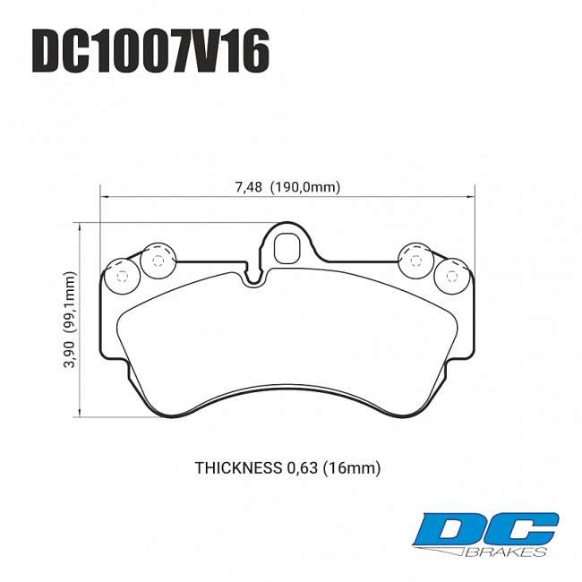 картинка Колодки тормозные DC1007V16 DC brakes Street STR.S, перед PORSCHE CAYENNE (955); VW TOUAREG 330 ММ; магазин  StreetTuning 