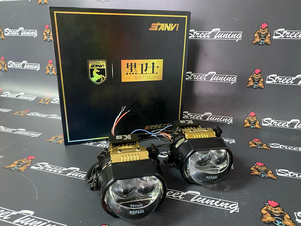 картинка Светодиодные линзы Sanvi K8 ДВОЙНОЙ LASER - 3 дюйма от магазина  StreetTuning