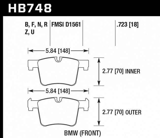 картинка Колодки тормозные HB748N.723 HAWK HP PLUS перед BMW F20 F30 магазин  StreetTuning 