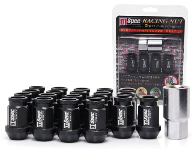 картинка Комплект гаек D1 Spec 40 мм открытые, черные М12 х 1.25 магазин  StreetTuning 