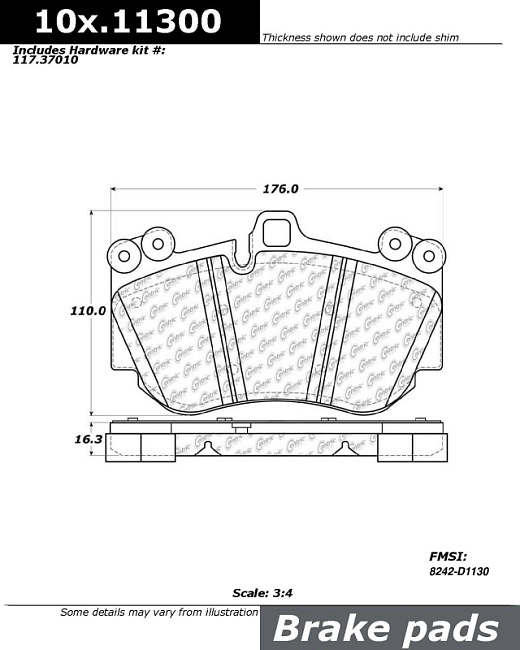 картинка Колодки тормозные 100.11300 StopTech Semi-Met перед AUDI RS5, Porsche Cayenne 380mm магазин  StreetTuning 