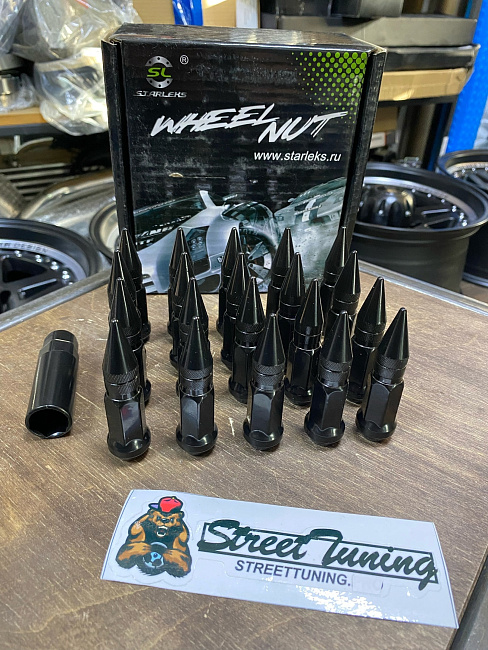 картинка Комплект гаек пики (пули) Starleks, 12х1.5 , цвет черный, 20 шт. магазин  StreetTuning 