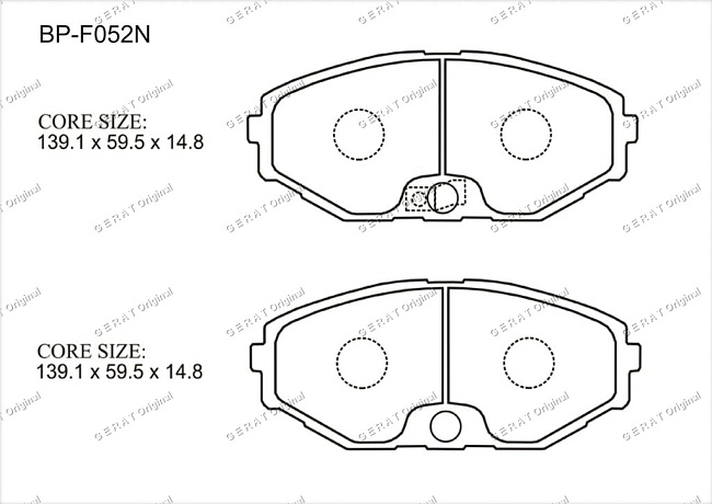 картинка Передние тормозные колодки Gerat BP-F052N (Infiniti J30, Q45/ 
Nissan Maxima, Prairie, R Nessa) магазин  StreetTuning 