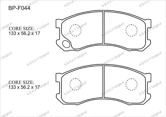 картинка Передние тормозные колодки Gerat BP-F044 (Mazda 626, MPV) магазин  StreetTuning 