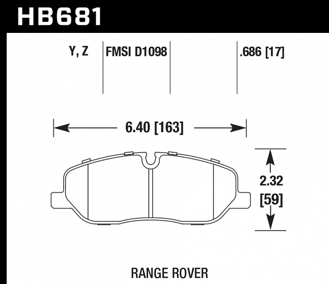 картинка Колодки тормозные HB681Y.686 HAWK LTS  Land Rover Discovery 3, 4; Range Rover 3 магазин  StreetTuning 