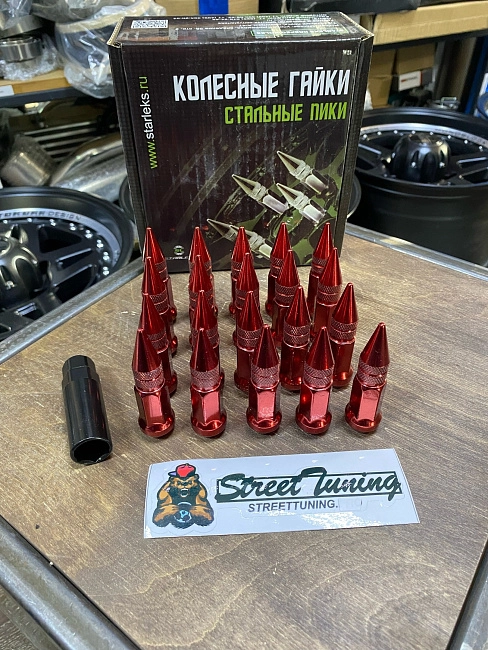 картинка Комплект гаек пики (пули) Starleks, 12х1.5 , цвет красный, 20 шт. магазин  StreetTuning 