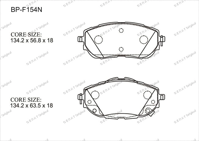 картинка Передние тормозные колодки Gerat BP-F154N (Toyota Auris, Corolla) магазин  StreetTuning 