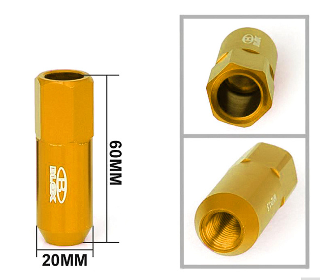 картинка Комплект гаек Blox style с наконечником , золотые М12 х 1.25 магазин  StreetTuning 