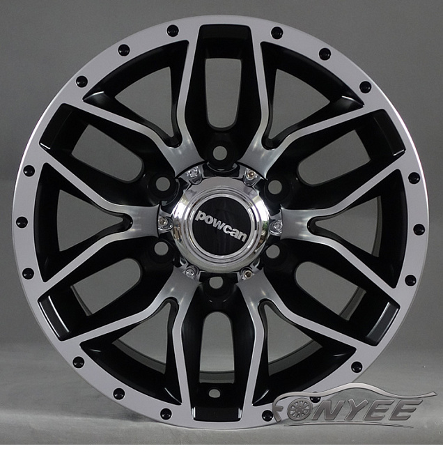 картинка Новые диски Powcan модель 5 R15 J8 ET-10 6x139,7 черный глянец + серебро магазин  StreetTuning 