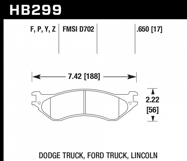 картинка Колодки тормозные HB299P.650 HAWK SD передние LINCOLN / DODGE / FORD магазин  StreetTuning 