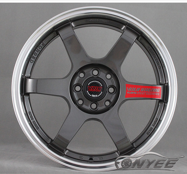 картинка Новые диски Rays TE37 R17 4X114,3/4X100 ET38 J7,5 серые глянцевые + полированная полка магазин  StreetTuning 