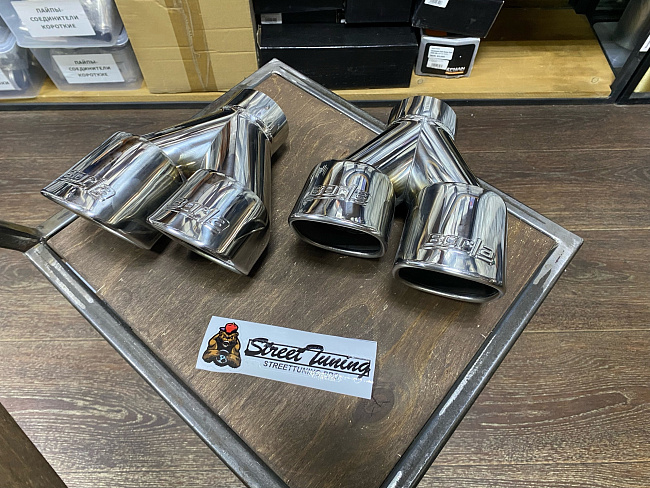 картинка Насадки на глушитель Borla двойные, 90х83 мм. ХРОМ магазин  StreetTuning 