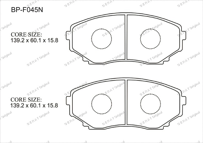 картинка Передние тормозные колодки Gerat BP-F045N (Mazda Bongo Brawny, Bongo Friendee, CX-7, CX-9, E2000, MPV, Titan) магазин  StreetTuning 
