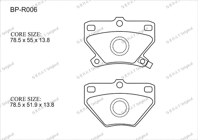картинка Задние тормозные колодки Gerat BP-R006 (Toyota Celica, Corolla, Corolla Verso, Matrix, Prius, Yaris) магазин  StreetTuning 