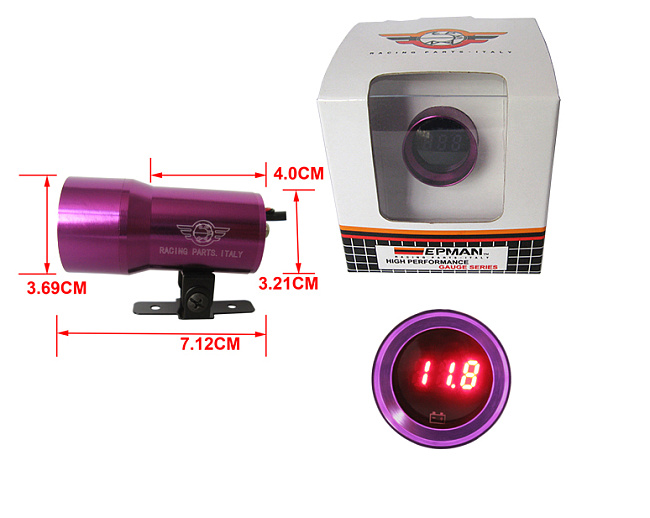 картинка Датчик вольтметр Epman 37 мм , фиолетовый магазин  StreetTuning 