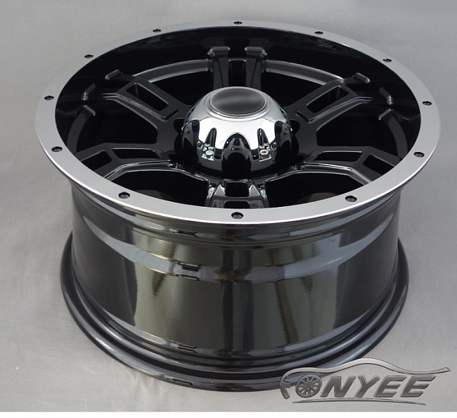 картинка Новые диски Powcan модель 8 R16 J8 ET-15 6x139,7 черный глянец + серебро магазин  StreetTuning 