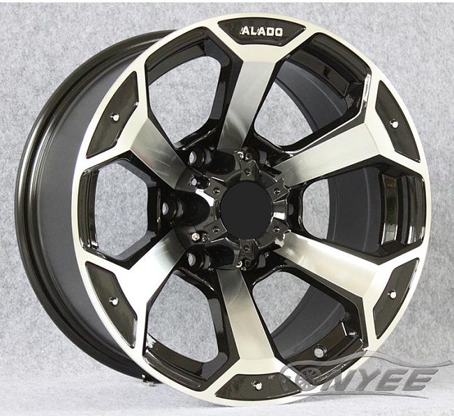 картинка Новые диски Alado модель 2 R16 6X139,7 ET-20 J8 черный глянец + серебро магазин  StreetTuning 