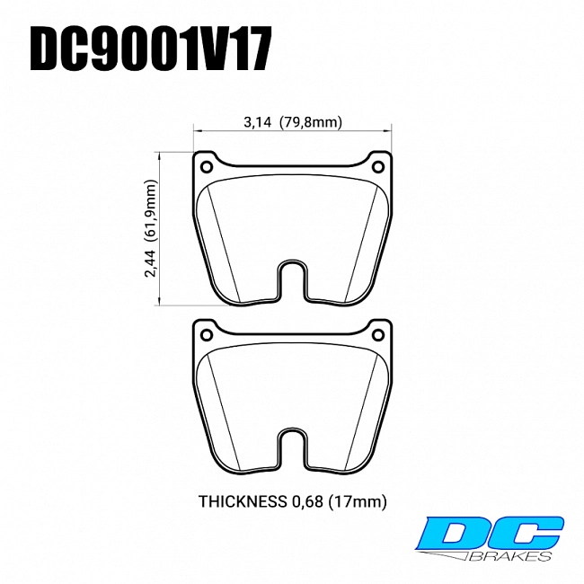 картинка Колодки тормозные DC9001V17 DC Brakes Street STR.S, (комплект 8 шт.) BREMBO 07.A010.10; JBT FM8P магазин  StreetTuning 
