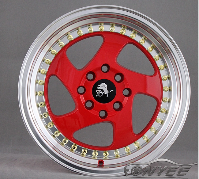 картинка Новые диски Rotiform TMB Flat R15 4х114,3/100 ET30 J7 красный глянец + полированная полка магазин  StreetTuning 