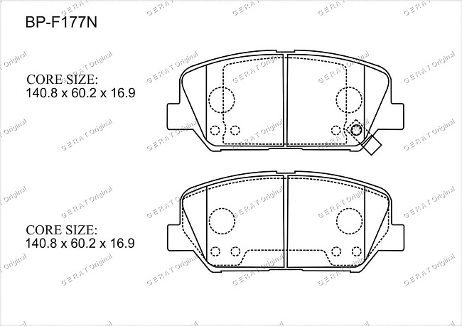 картинка Передние тормозные колодки Gerat BP-F177N (Hyundai Genesis Coupe, I30, Veloster/ 
Kia Optima) магазин  StreetTuning 