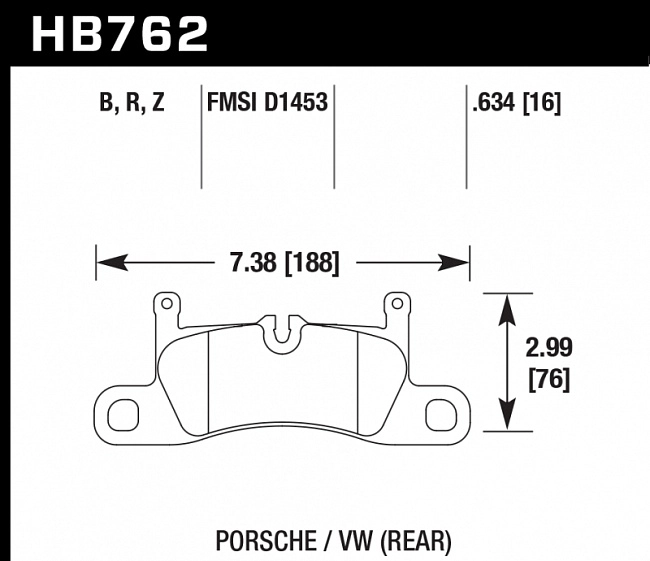 картинка Колодки тормозные HB762F.634 HAWK HPS; задние PORSCHE CAYENNE 92A, VW TOUAREG 7P5 2010-> магазин  StreetTuning 