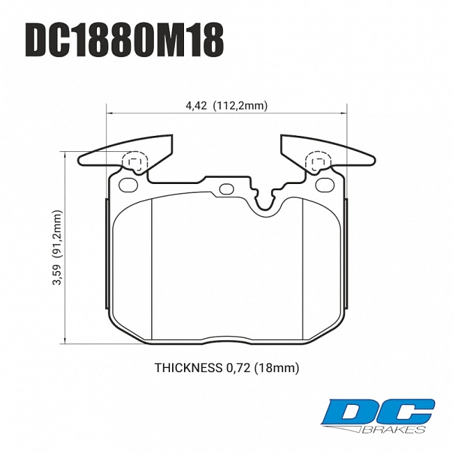 картинка Колодки тормозные DC1880M18 DC brakes Race Track, перед BMW M4 F82, F32; M3 F80 F30; F20 F22 F87 M магазин  StreetTuning 