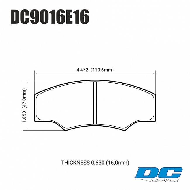 картинка Колодки тормозные DC9016E16 DC Brakes RT.2 16mm ALCON H type; AP RACING; HPB тип 5; PROMA 4 порш магазин  StreetTuning 