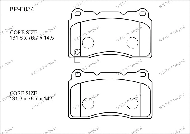 картинка Передние тормозные колодки Gerat BP-F034 (Volvo S60/
Mitsubishi Lancer/
Alfa Romeo 166/
Hyundai Genesis Coupe/
Subaru Impreza/ 
Cadillac CTS/
Chevrolet Camaro) магазин  StreetTuning 