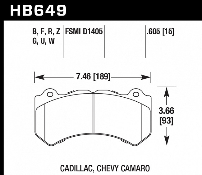 картинка Колодки тормозные HB649B.605 HAWK Street 5.0 Jeep SRT8 2012-2014, AUDI 4F RS6 (BREMBO), RANGE ROVER магазин  StreetTuning 