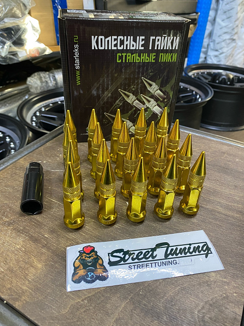 картинка Комплект гаек пики (пули) Starleks, 12х1.25 , цвет золотой, 20 шт. магазин  StreetTuning 