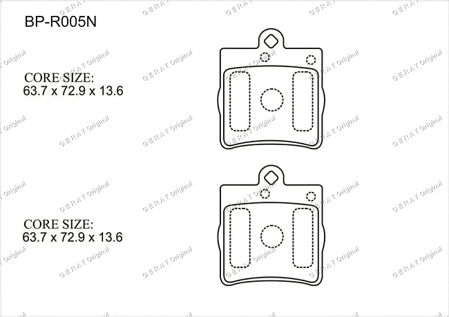 картинка Задние тормозные колодки Gerat BP-R005N (Chrysler Crossfire/
Mercedes-Benz C-Класс, CLC-Класс, CLK-Класс, E-Класс, SLK-Класс) магазин  StreetTuning 