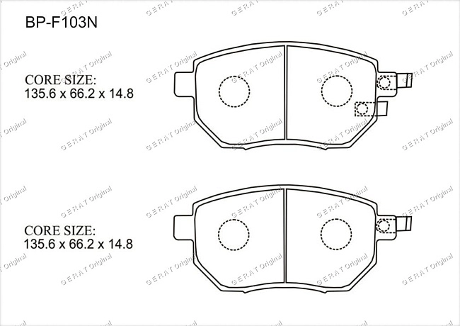 картинка Передние тормозные колодки Gerat BP-F103N (Infiniti FX35, FX45/ 
Nissan Altima, Maxima, Murano, Quest) магазин  StreetTuning 