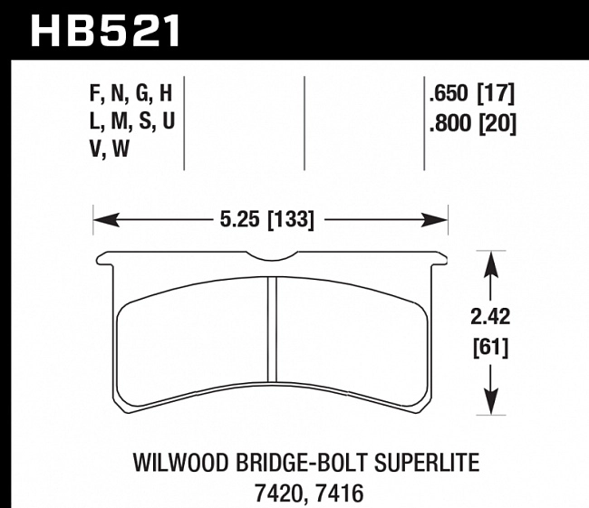 картинка Колодки тормозные HB521U.650 HAWK DTC-70 Wilwood 6 порш. 4 порш. 17 mm магазин  StreetTuning 