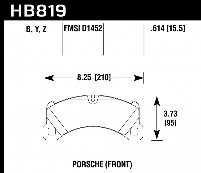 картинка Колодки тормозные HB819B.614 HAWK HPS 5.0 Porsche Cayenne Turbo передние магазин  StreetTuning 