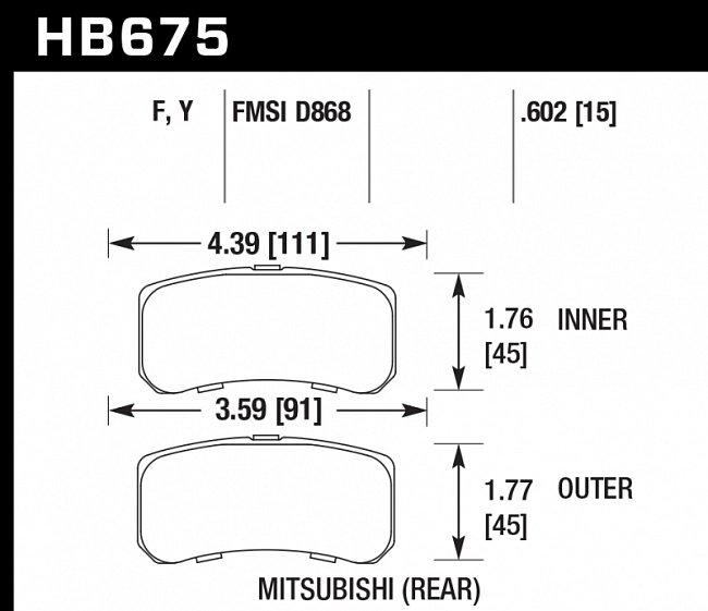 картинка Колодки тормозные HB675F.602 HAWK HPS Mitsubishi Outlander, Lancer, Jeep магазин  StreetTuning 