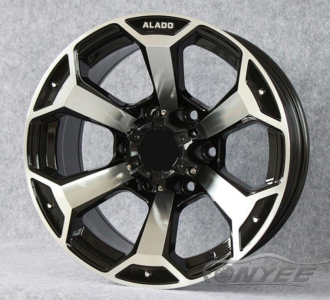 картинка Новые диски Alado модель 2 R16 6X114,3 ET20 J8 черный глянец + серебро магазин  StreetTuning 