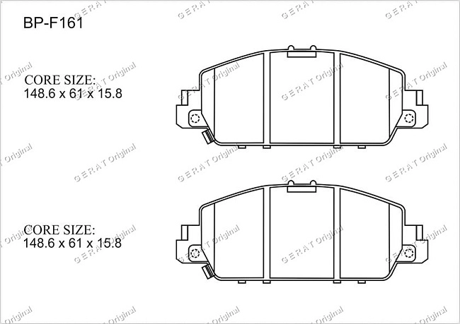 картинка Передние тормозные колодки Gerat BP-F161 (Honda Accord) магазин  StreetTuning 