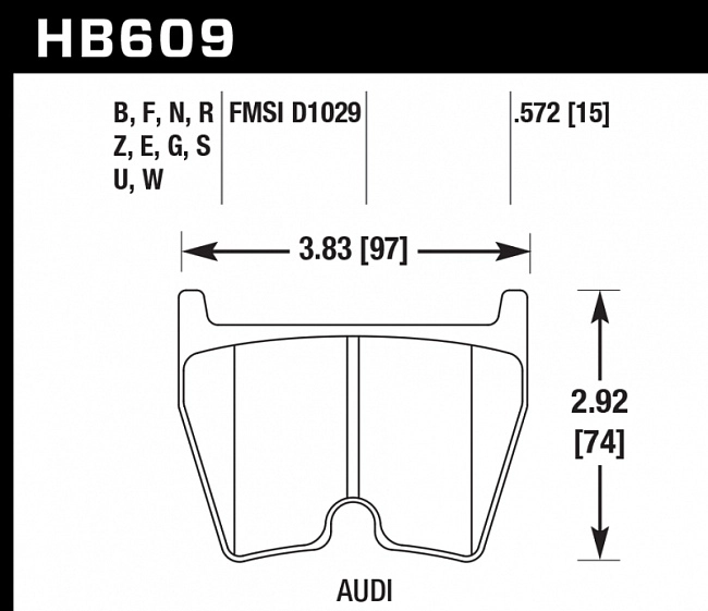 картинка Колодки тормозные HB609Z.572 HAWK PC AUDI RS4, RS6, R8, Brembo G / JBT FB8P магазин  StreetTuning 