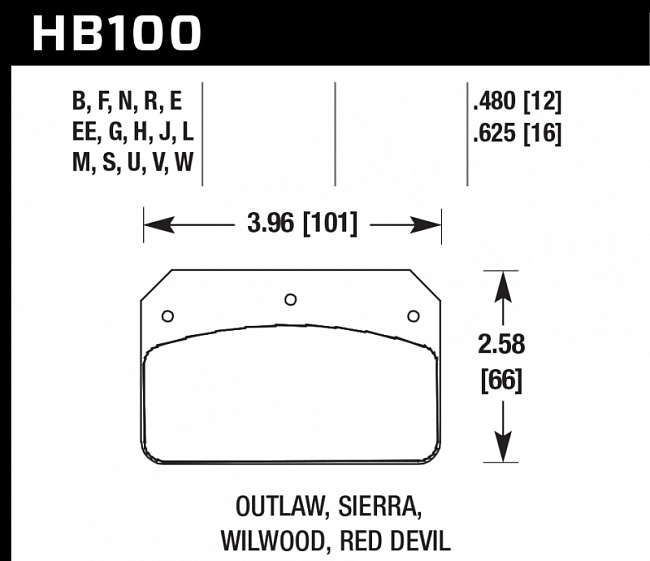 картинка Колодки тормозные HB100F.480 HAWK HPS  ALCON PNF0084X284 / WILWOOD Dynalite магазин  StreetTuning 