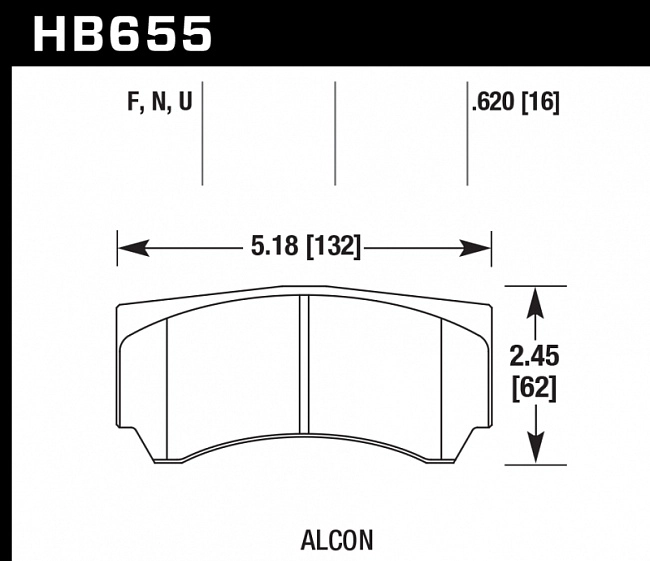картинка Колодки тормозные HB655N.620 HAWK HP Plus, ALCON Mono4 магазин  StreetTuning 