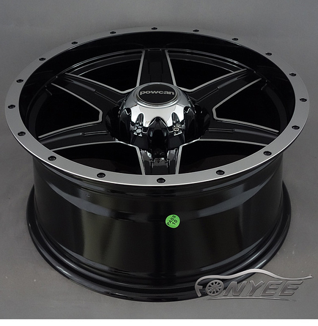 картинка Новые диски Powcan модель 4 R18 J8,5 ET10 6x139,7 черный глянец + серебро магазин  StreetTuning 