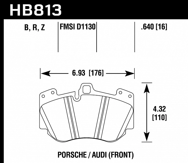 картинка Колодки тормозные HB813B.640 HAWK HPS 5.0 Porsche Cayenne Turbo 9PA 2007-2010 передние магазин  StreetTuning 