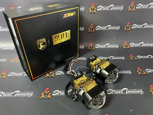 картинка Светодиодные линзы Sanvi K8 ДВОЙНОЙ LASER - 3 дюйма магазин  StreetTuning 