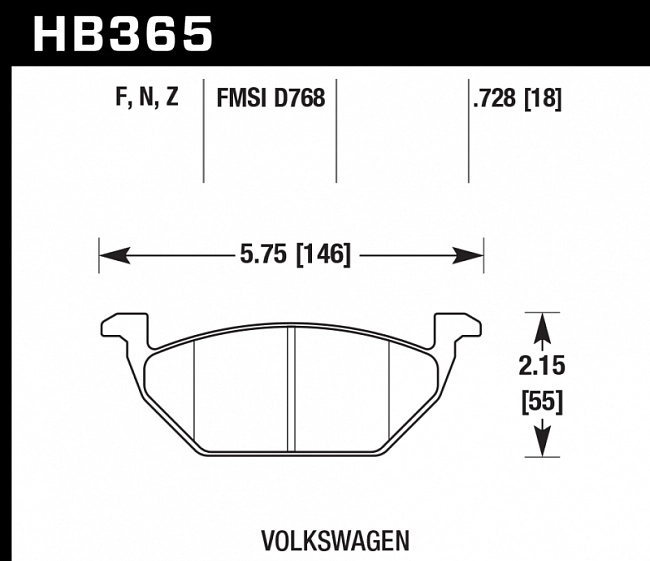 картинка Колодки тормозные HB365F.728A HAWK HPS передние AUDI / VW магазин  StreetTuning 